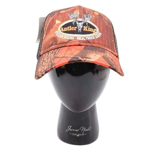 Antler King Bigger Bucks Mesh Trucker Cap Snap Back Orange Embroidery Deer - Picture 1 of 9